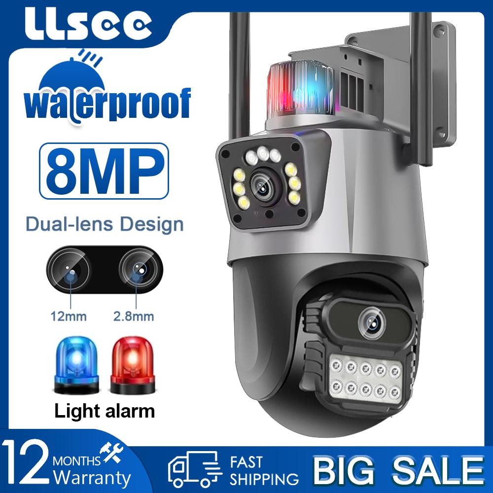 LLSEE ICSEE 6MP CCTV Sem Fio De Lente Dupla Para Uso Externo PTZ Home Conexão Telefone WIFI Câmera De Segurança IP Visão Noturna A Cores Chamada Bidirecional À Prova D'água