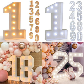 73/91.5cm Número Gigante Figura Led Light 0-9 Balloon Filling Box Up Números Grandes De Cartão 1 Aniversário De Casamento Decoração De Natal Baby One Party Decoration