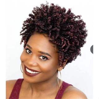 Cabeleira de Fibra Química Cabeleira de Moda Feminina Marrom Escuro Africano Pequeno Cacheado Curto