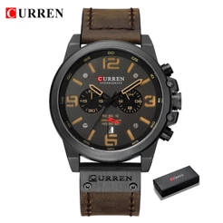 CURREN Bracelete De Couro Masculino À Prova D'água Relógio Quartzo Movement Classic Design 8314