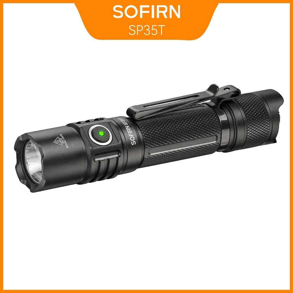 Lanterna Tática Sofirn SP35T 3800 Lúmens LED Com Porta Recarregável USBC Perfuração De Fraldas 21700 Mastigação