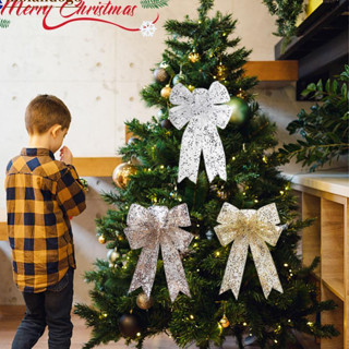 32cm Grande Arco Decorativo De Natal Árvore Decorativa Nó De Fita Xmas Glittering Bows Home Decor A4T5