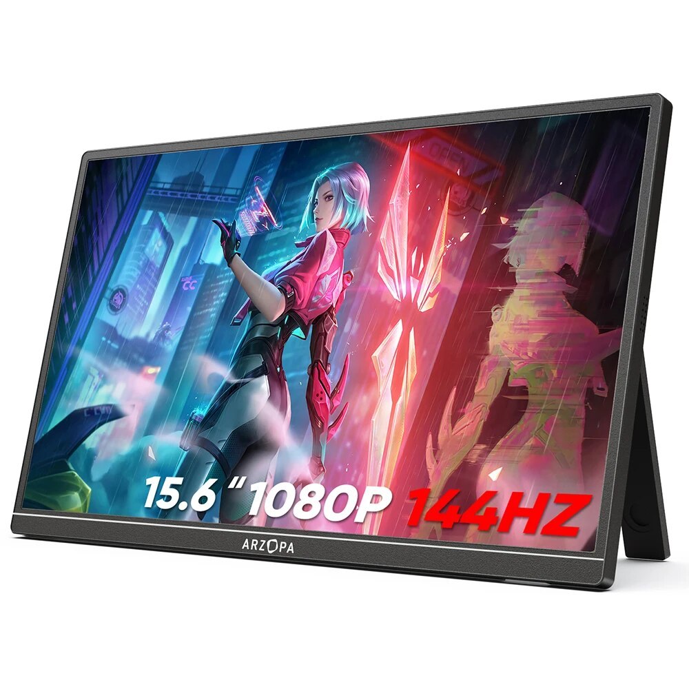 ARZOPA 15.6'144hz 1080P FHD Monitor De Jogos Portátil HDR Segunda Tela Externa Para Switch , Xbox , PS5 , Laptop , PC , Mac , Raspberry