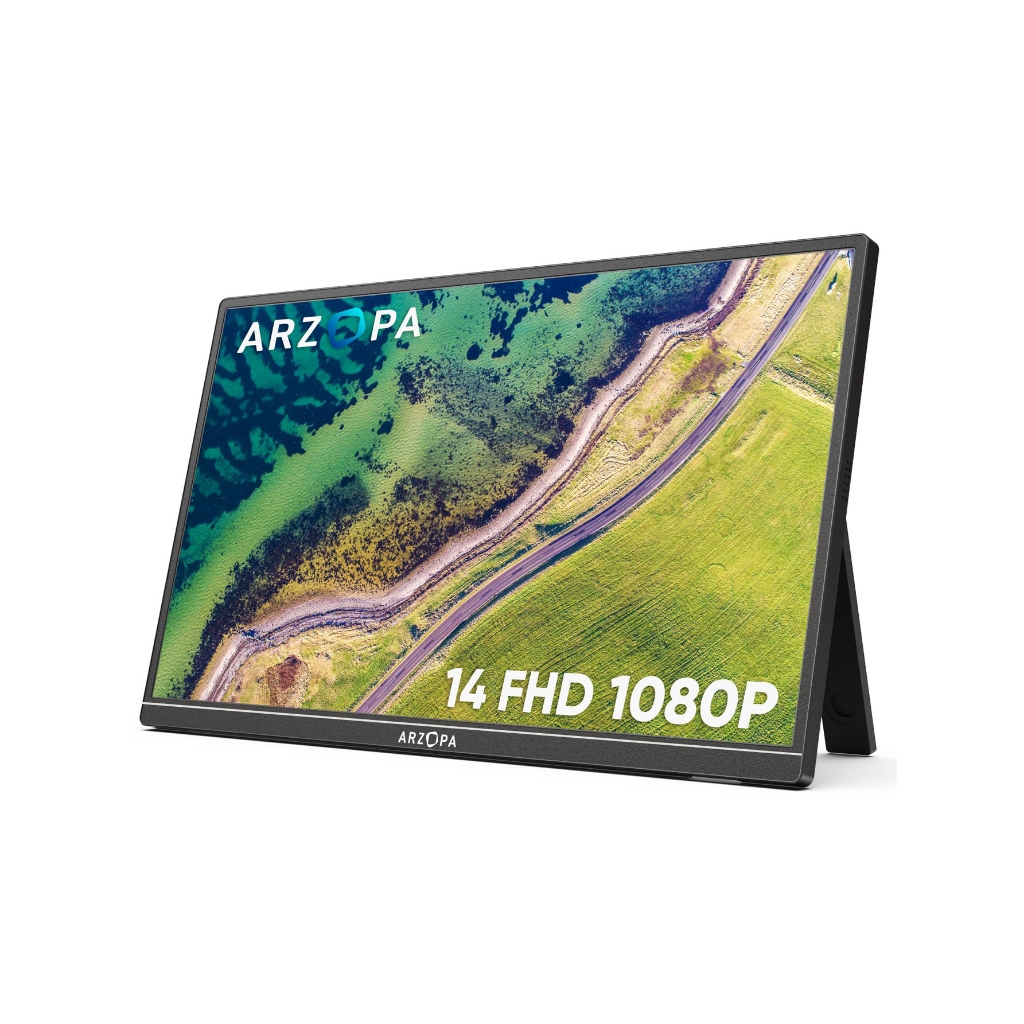 Monitor Portátil , ARZOPA 14 " A1S FHD 1080P Tela Externa Com Alto-Falantes Duplos Segunda Para Laptop PC Telefone Xbox em Oferta na Shopee