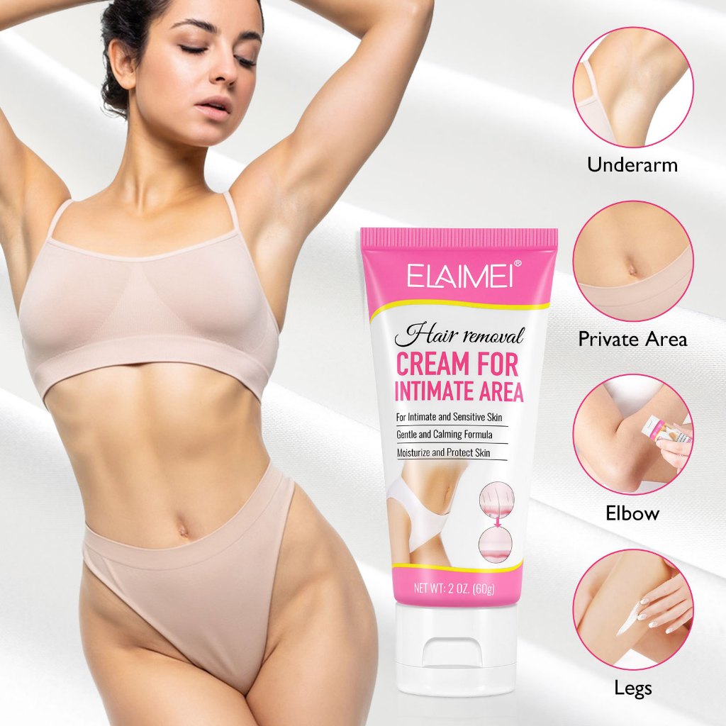 60g E Creme De Remoção De Pelos Parte Privada Depilatório Anti Irritante Indolor 60g &-*