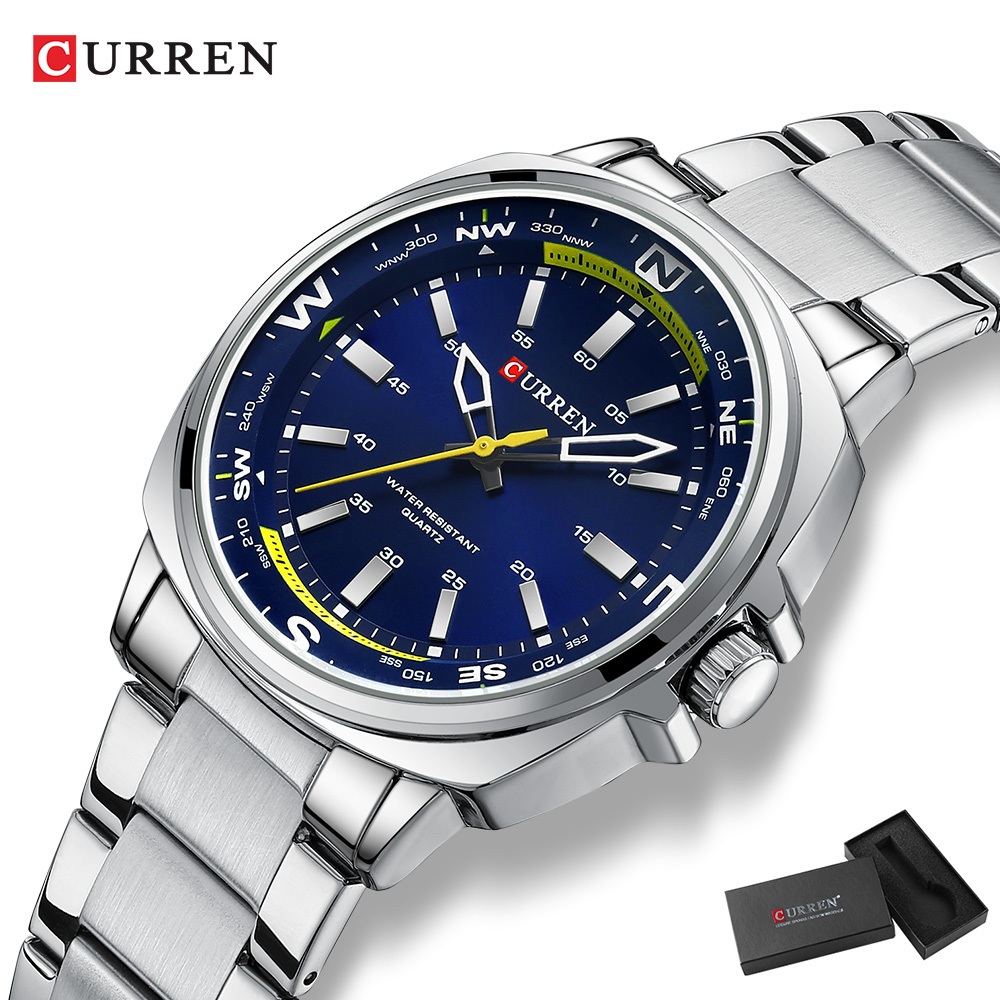 Relógio masculino CURREN Top Luxury Original Brand Fashion Simple Creative Dial Design Casual Business Stainless Steel Waterproof 8455 em Oferta na Shopee