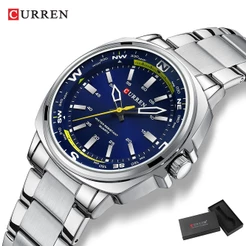 Relógio masculino CURREN Top Luxury Original Brand Fashion Simple Creative Dial Design Casual Business Stainless Steel Waterproof 8455
