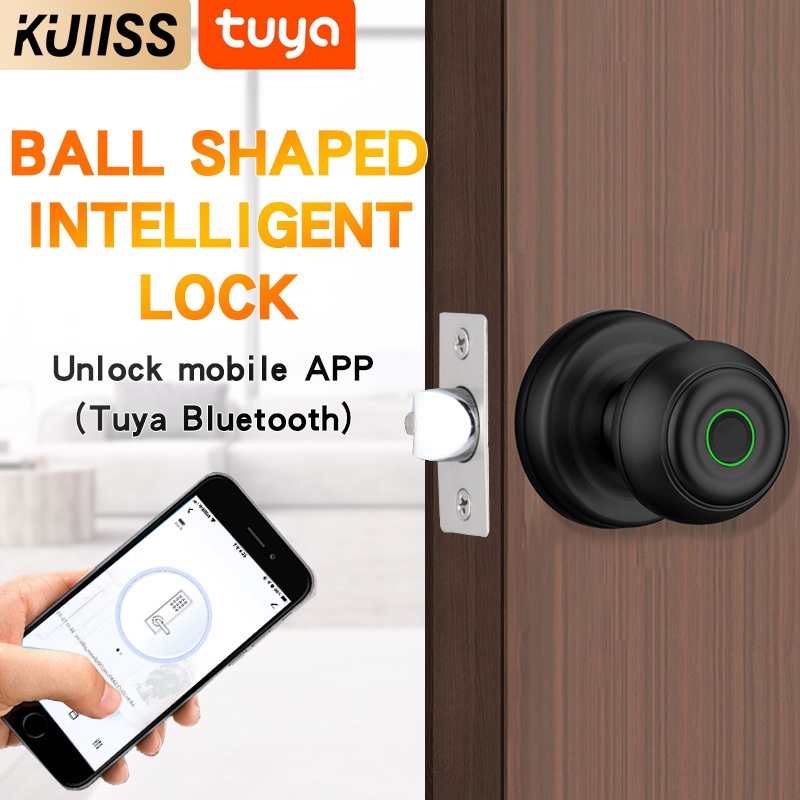 Kuiisss Graffiti tuya Bluetooth Porta de madeira Bluetooth Porta de madeira Fechadura de impressão digital Fechadura de quarto Fechadura de bola Fechadura eletrônica Porta inteligente Lo