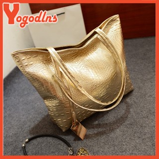 Yogodlns Sacos De Couro De Grande Capacidade Para Ombros Mulher Retro Crocodilo Padrão Bolsa De Mão