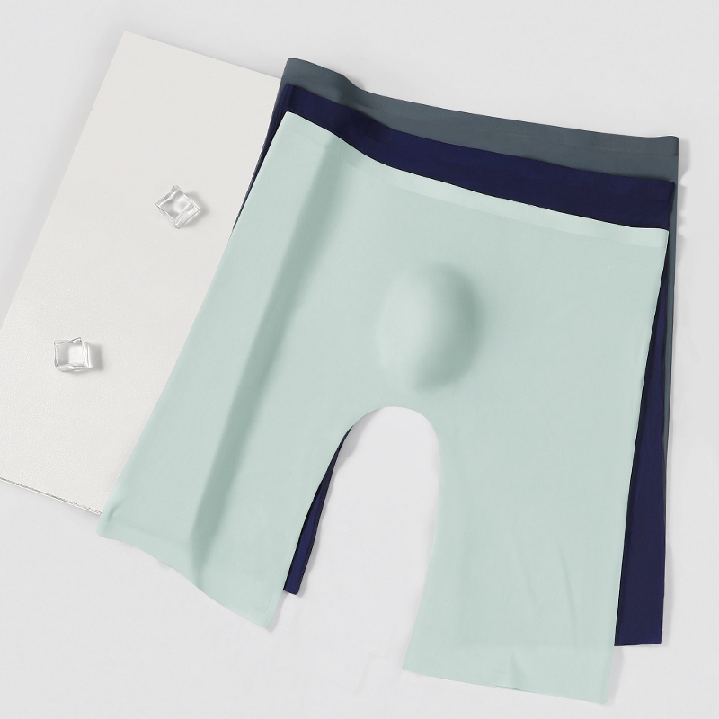 2 Pacotes de roupa íntima masculina Ice Silk Calções esportivos masculinos de seda Calções masculinos de boxe fino Pernas antidesgaste alongadas sem costura Corrida rápida