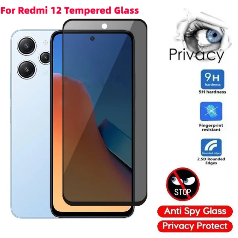 Película de vidro 3D Privativa Anti Spy Privacidade Para Xiaomi Redmi 12 12C 10 11 Prime 4G 5G 10A 10C 9 9A 9C 9T