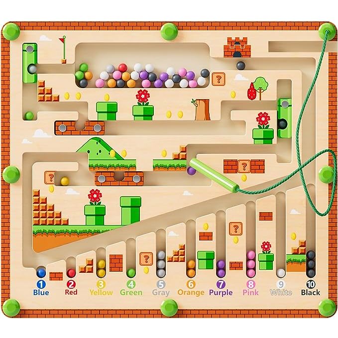 Labirintos Magnéticos De Cores E Números , Brinquedos Montessori Para Mais De 3 Anos , Quadros De Atividades De Quebra-Cabeças De Madeira Educativos De Aprendizagem De Contagem Correspondente