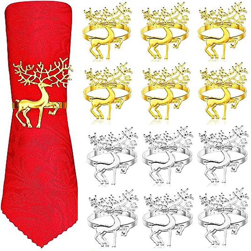 2/6Pcs Anéis De Natal Elk Napkin Porta-Guardanapos De Ferro Vintage Requintado Para Bar Restaurante Jantar Decoração Da Mesa