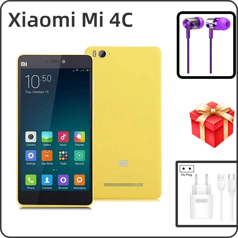 Xiaomi Mi4C 5.0 Polegadas Android 5.1 3GB 32GB Smartphone 4G FDD-LTE Snapdragon 64bit 808 Hexa Core 1.8GHz 13.0MP 5.0MP Torneira De Borda Tipo C -