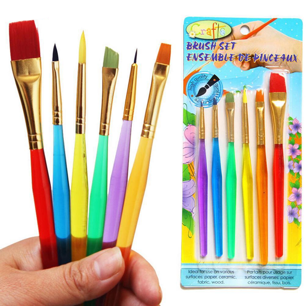 Conjunto De 6 Peças De Pincel De Pintura Infantil Com Cabelos De Nylon