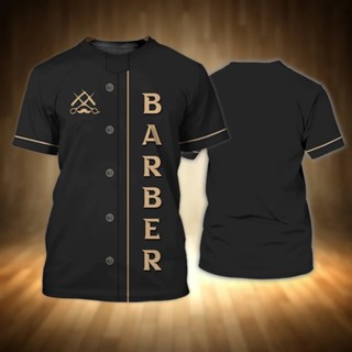 Camiseta 2024 Venda A Quente Barbearia Personalizada Manga Curta Pullover Moda Masculina De Verão Cool Tees