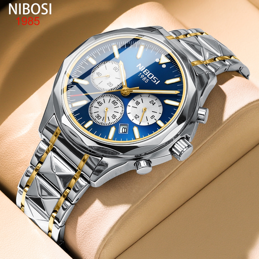 Relógio De Quartzo Luminoso multi-Funções NIBOSI Com Mostrador Personalizado em Oferta na Shopee