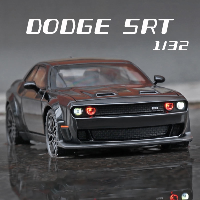 1 : 32 Escala Dodge Challenger SRT Alloy Car Modelo Diecast Carro De Liga Leve Som Amantes Da Coleção Kids Birthday Gift Metal Boys Toys