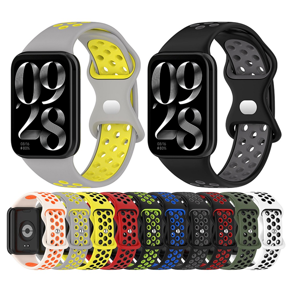 Pulseira Respirável Para Xiaomi Mi Band 9 8 Pro Silicone Macio Esporte Dupla Cor Smartwatch Relógio Inteligente Miband 9