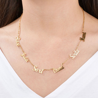 【 Name Personalizado Necklace 】 Trendy De Múltiplos Nomes Colar De Aço Inoxidável Corrente 6 Placas De Nome
