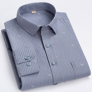 Homens Camisa De Negócios Listrada Com Manga Comprida De Bolso Camisas De Formal Casual