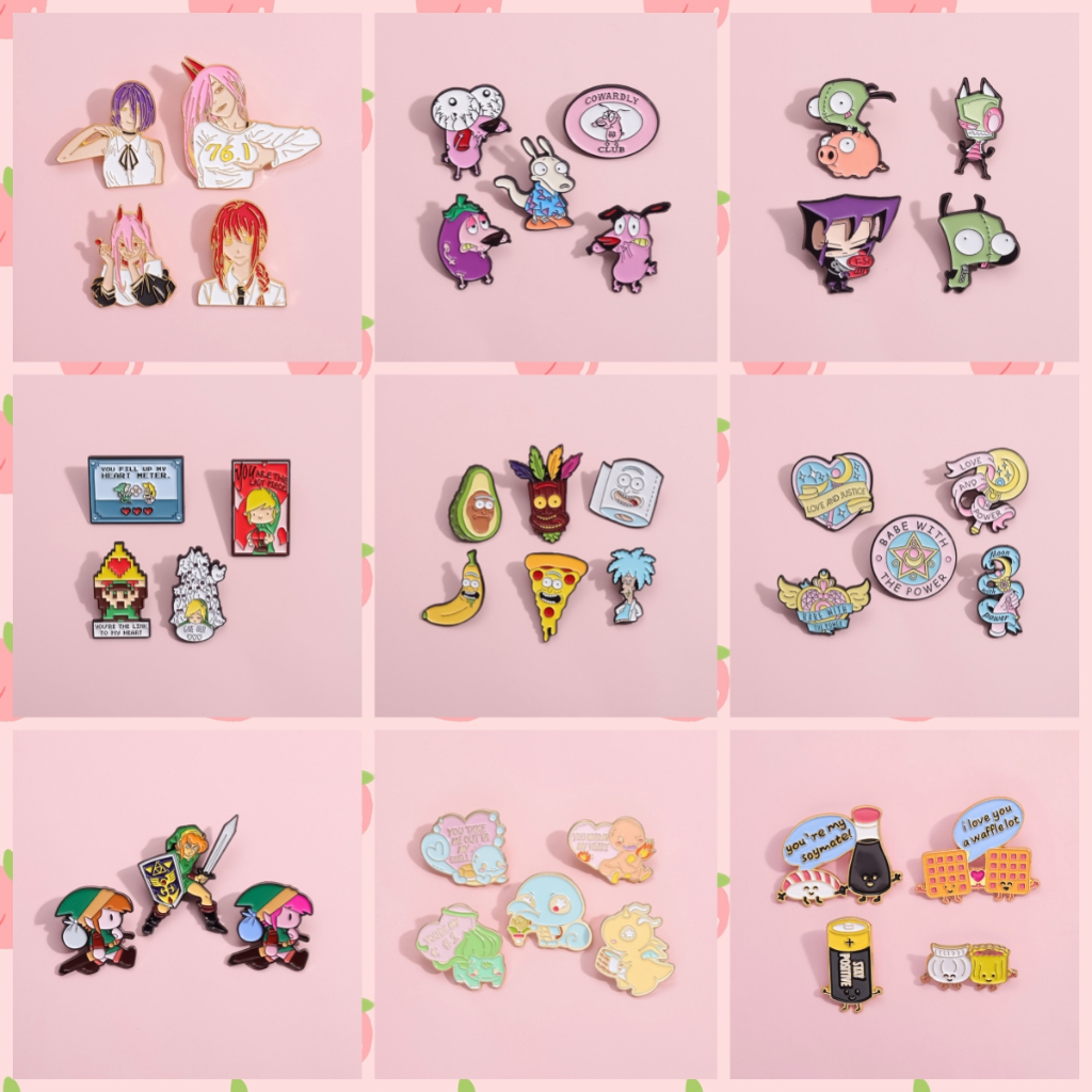 3-6 Pcs/set Cartoon Knights Zelda Cowardly Dog Pins Esmalte Cão Jogo De Anime Broches De Pato Gato Bonitinho Broche Lapela Crachás Jóias Presente em Oferta na Shopee