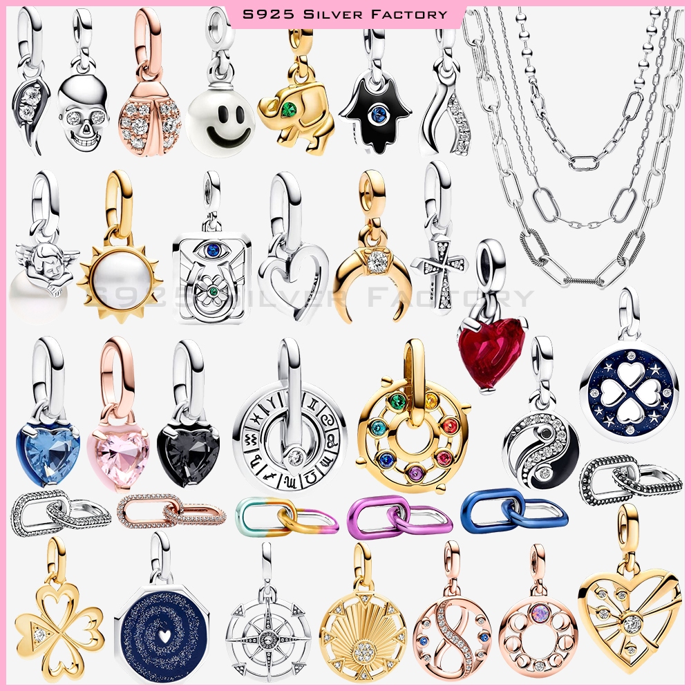 Charms ME Pulseira De Corrente De Elos Pequenos Espumante Galaxy Heart & Star Medalhão Charm/Pearl Sun Mini Dangle Brinc