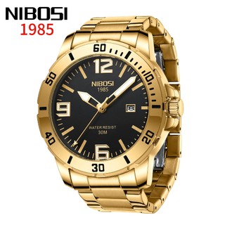 NIBOSI Relógio Ultrafino com Pulseira de Aço Inoxidável 30M, à Prova d