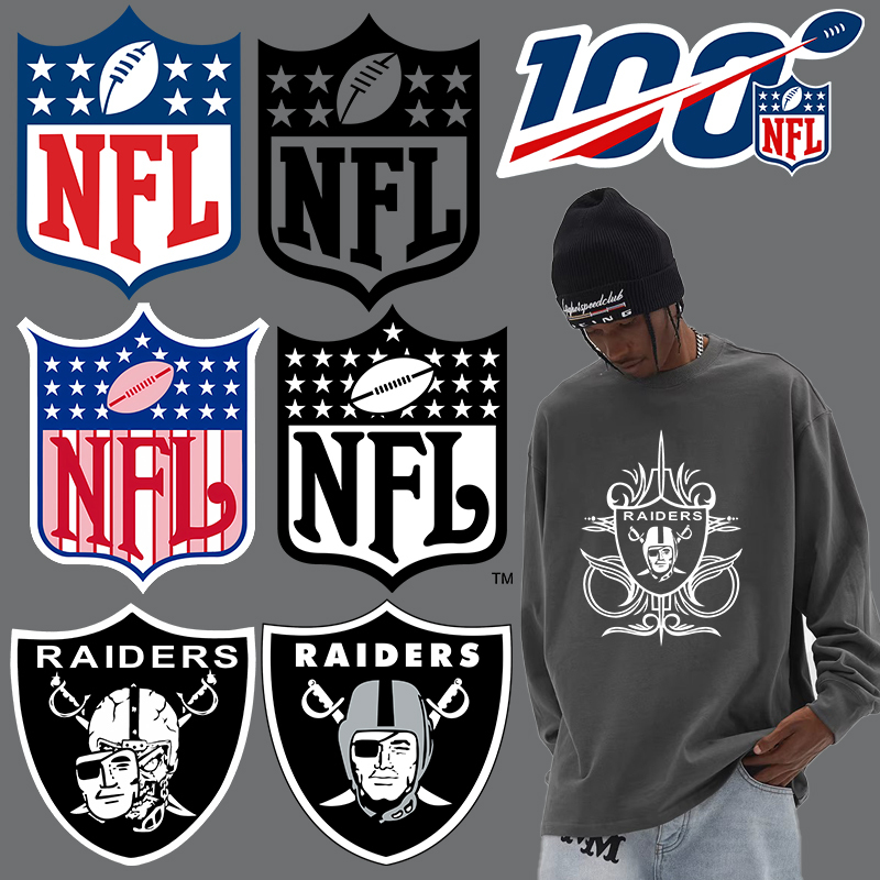 Las Vegas Raiders Adesivo De Transferência De Calor Logotipo Da NFL Camiseta De Decoração De Bricolage Padrão Equipe De Futebol Impressão De Roupas Adesivos De Engomar Presentes Do Festival