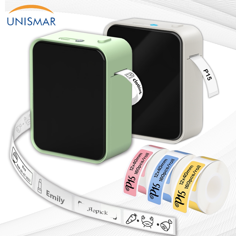 Impressora Térmica Sem Tinta P15 Impressora de Etiquetas Portátil Bluetooth Mini Impressora de Etiquetas Sem Fio com Cortador DIY Nome de Código de Barras Preço Tag Maker Máquina de Etiqueta Mini Label Maker marklife Niimbot