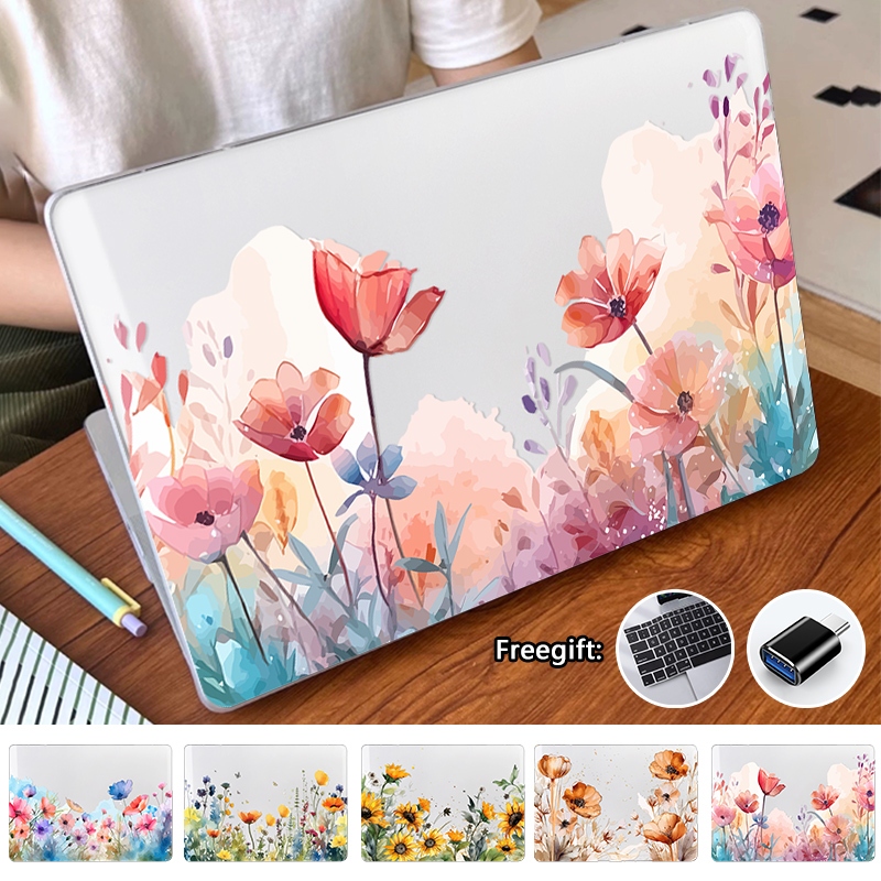 Capa De Impressão De Flores Em Aquarela Com Filme De Teclado Para 2026 Macbook Neo Pro14 16 M5 A343434 A3428 Air M5 13.6
