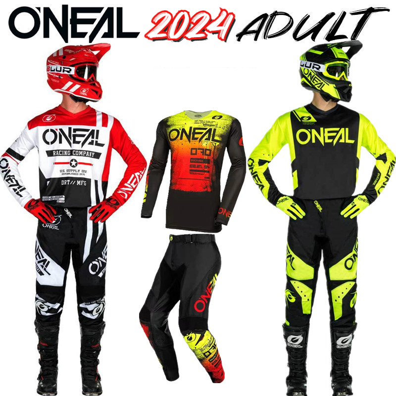 Oneal 2024 ELEMENT RACEWEAR BLACK/RED/NEON YELLOW GEAR COMBO Motocross Bmx Dirt Bike Outfit ATV UTV Enduro Fato De Ciclismo Para Homens