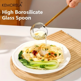 KEMORELA Colher De Vidro Criativo Grande Manchado Colorido Resistente A Alta Temperatura Café Para Cozinha Doméstica Agitação em Oferta na Shopee