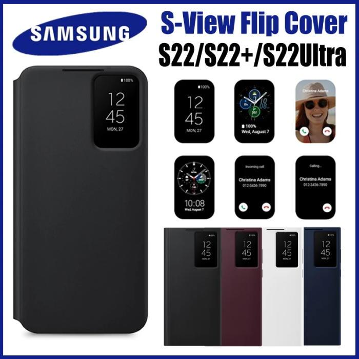 Original Smart View Janela Flip Caso Capa Para Samsung Galaxy S22Plus S22 + S22 Ultra S 22 5G Couro Protetor Completo Es