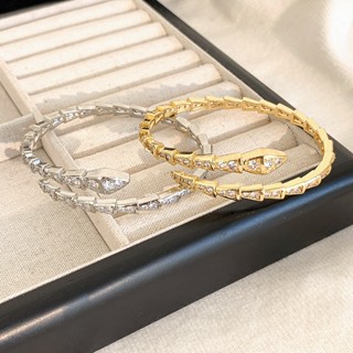 Pulseira De Osso De Cobra de luxo leve para o sentimento de Alto Grau Feminino Micro incrustado Zircão temperamento aberto bracelete Jóias Para Acessórios de Jóias femininas