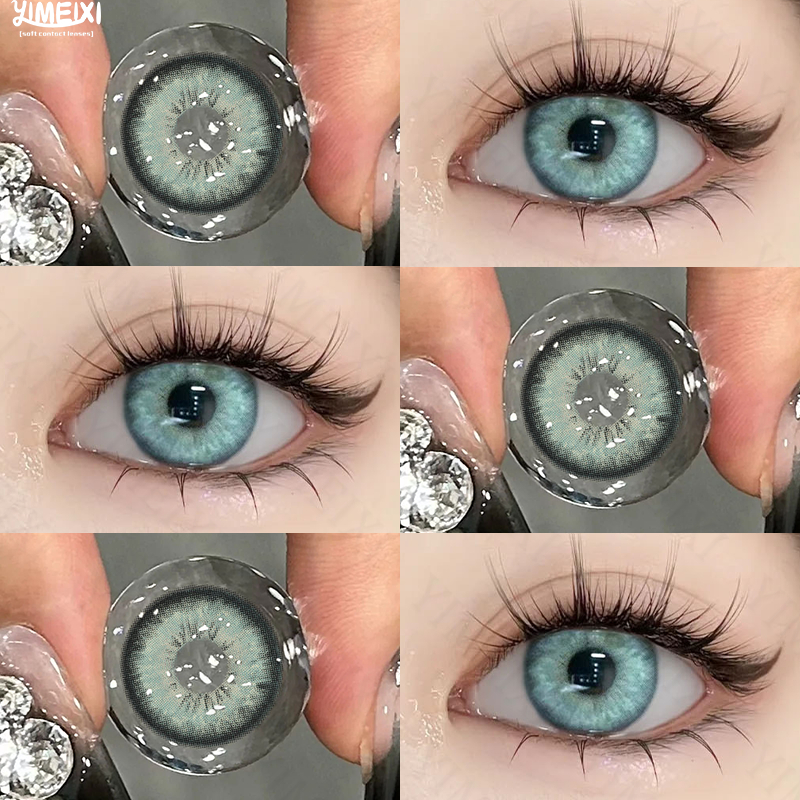 Yimeixi Color Iris Lente De Contato Prescrição Blue Eye Natural 14.2mm Hydrogel Comfort 1 Ano Use Makeup Híbrida 0 Grau 2023 Novo