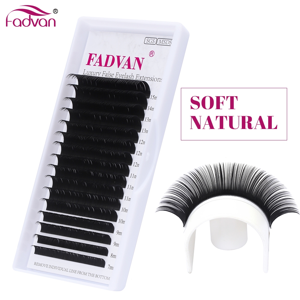 Fadvan 16 Linhas Extensões Clássicas De Cílios C/D Curl Natural Faux Mink Lashes Individuais