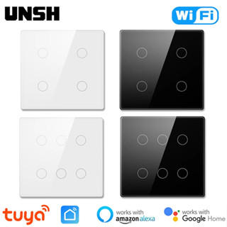 4/6 Gangue Tuya WiFi RF433 US EU KR Interruptor Inteligente De Luz De Parede Brasil 4x4 Painel De Toque Controle Vida Via Alexa Google Home