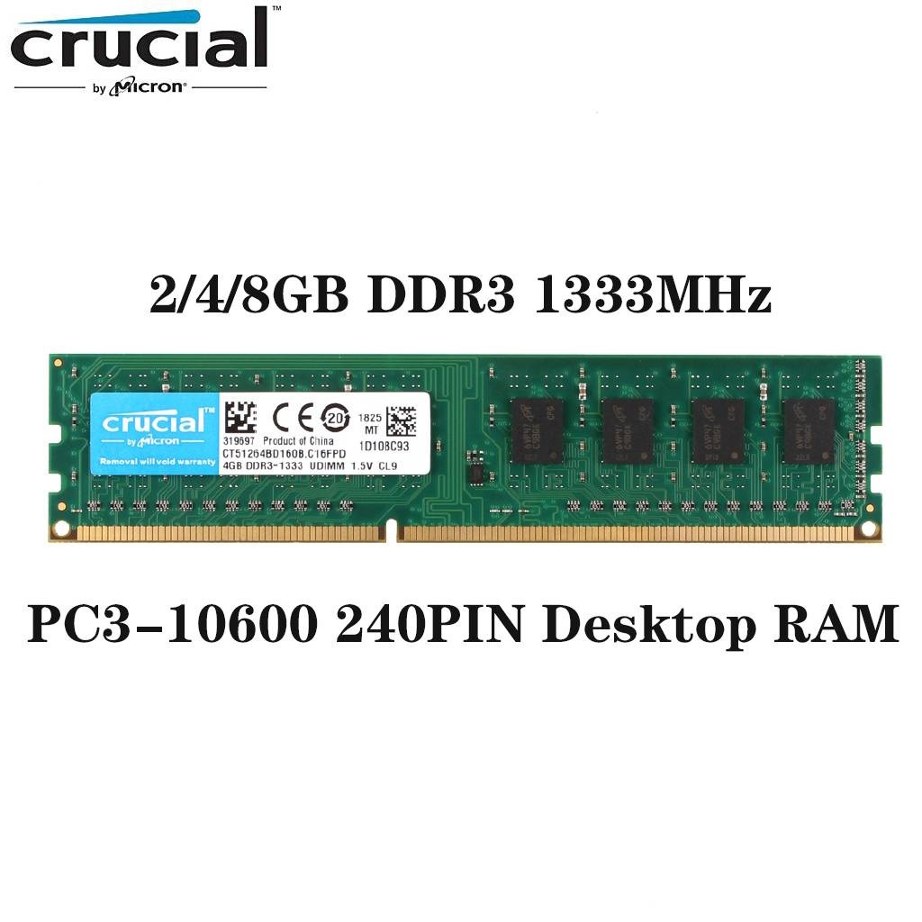 Crucial Desktop 2GB 4GB PC 8GB DDR2 DDR3 DDR3L 1066/1333/1600MHz Memória RAM PC2 Computador 240Pinos