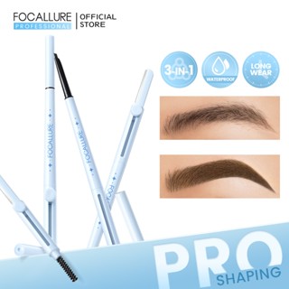 FOCALLURE Pro-shaping 3 Em 1 Lápis Para Sobrancelhas Triangular Multiuso Escova Embutida E Navalha Pigmentada À Prova D