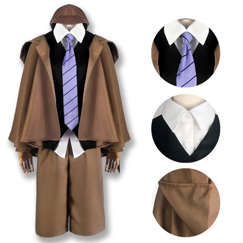 Anime Bungo Stray Dogs Ranpo Edogawa Cosplay Costume Wig Unisex Detetive Uniforme Manto De Halloween Rampo Costumes — imagem 2 de 2