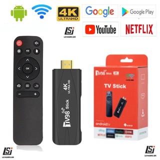 TV98 4K Android TV Vara De Inteligente remote control with stick Dupla 2.4G 5G Wifi 12.1 Rockchip 3228A 8GB/128GB 4K HD 3D Global Smart stick Para YouTube Network Player