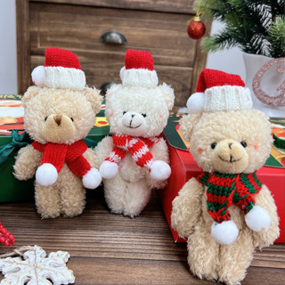 Peluche De Natal Cachecol Caixa De Presente Decoração Casal Boneca Urso De Pelúcia 16cm