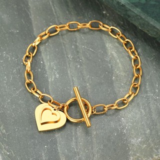 Pulseira De Aço Inoxidável Pulseiras Vintage Elegante Coração Pingente Moda Requintada Para Mulheres Jóias Banquete De Casamento Presentes Novo