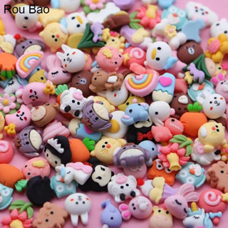 Rou Bao 20pcs Prego Misturado Decorações Em Resina Cartoon Animais Bonitos Vários Pregos Arte 3D Bricolage Acessórios