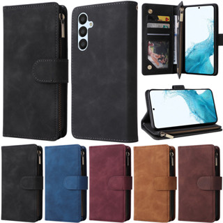 Carcaça De Luxo Para Samsung Galaxy A05 S23 FE A54 A34 A14 5G A24 4G S23 Ultra A04E S23 + Carteira Com Zíper De Couro De PU Macio Tampa Do Suporte De Pele Flip