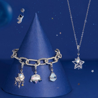 1 Pcs Bamoer 925 Sterling Sliver Charms Pendants Moon and Stars Astronaut Design Spaceship Collection Acessórios Para Pulseiras De Bricolagem