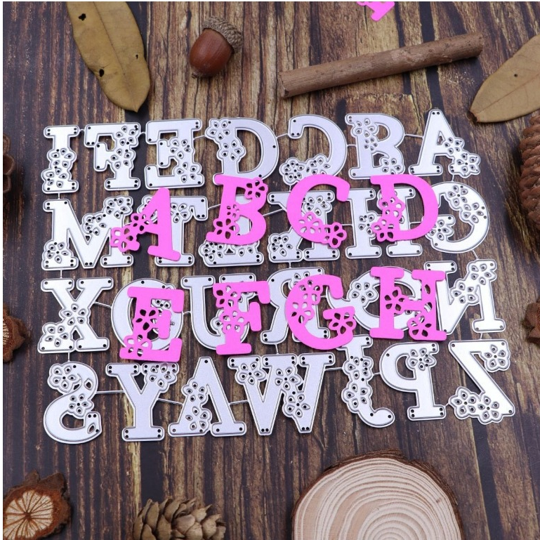 2PCS/Set Alfabetos Florais E Números Corte De Metal Para Fabricação De Cartões , Artesanato Artesanal De Bricolage Stencil