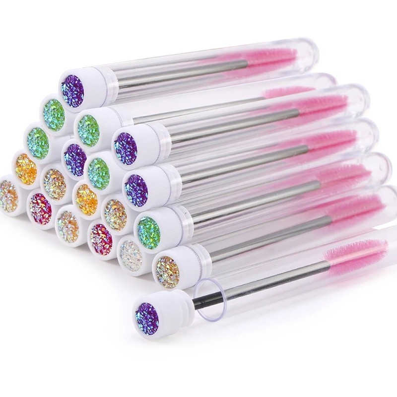 30pcs Tubos De Escova Transparente Diamantados Spoolies Mascara Wand Tube Eyelash Brush Eyebrow Applicator Ferramenta De Maquiagem Cosmética