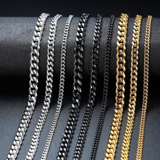 Novo Colar De Ouro Da Moda Corrente Cubano Para Homens De Aço Inox 3/5/7/9mm De Largura Acessórios De Jóias